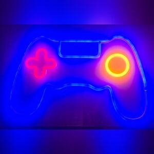 Neon LED Video Game Controller Wall Sign Gaming Room Decor